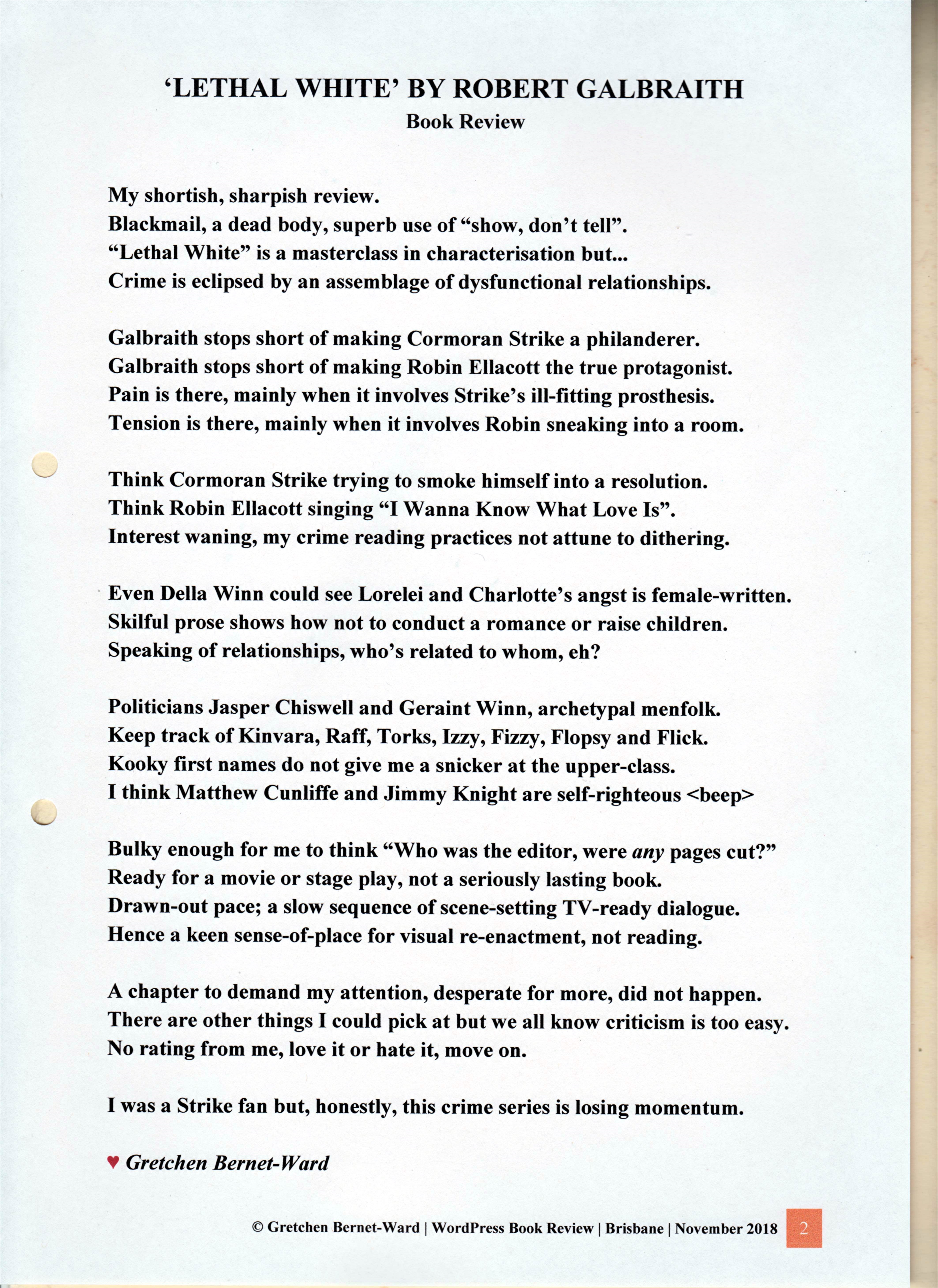 Lethal White Book Review 002