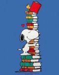 Snoopy Woodstock Bookstack Cartoon