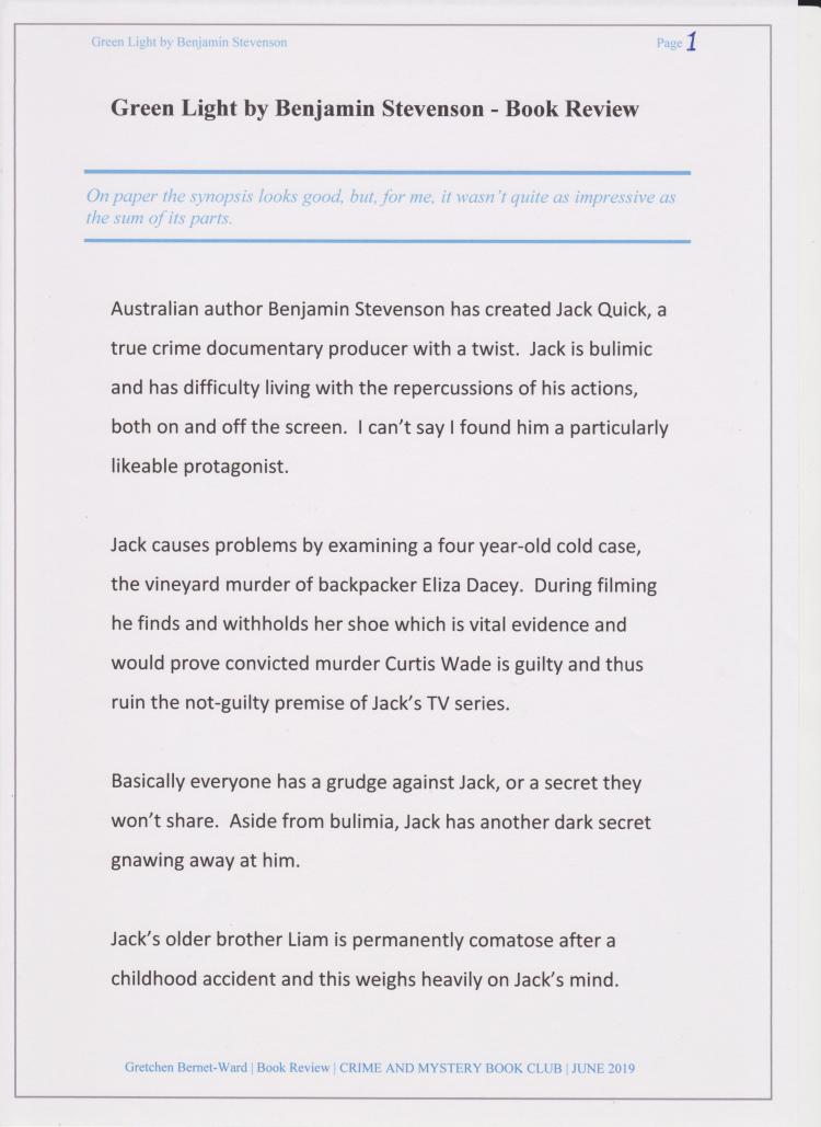 Crime and Mystery Book Club Review 01