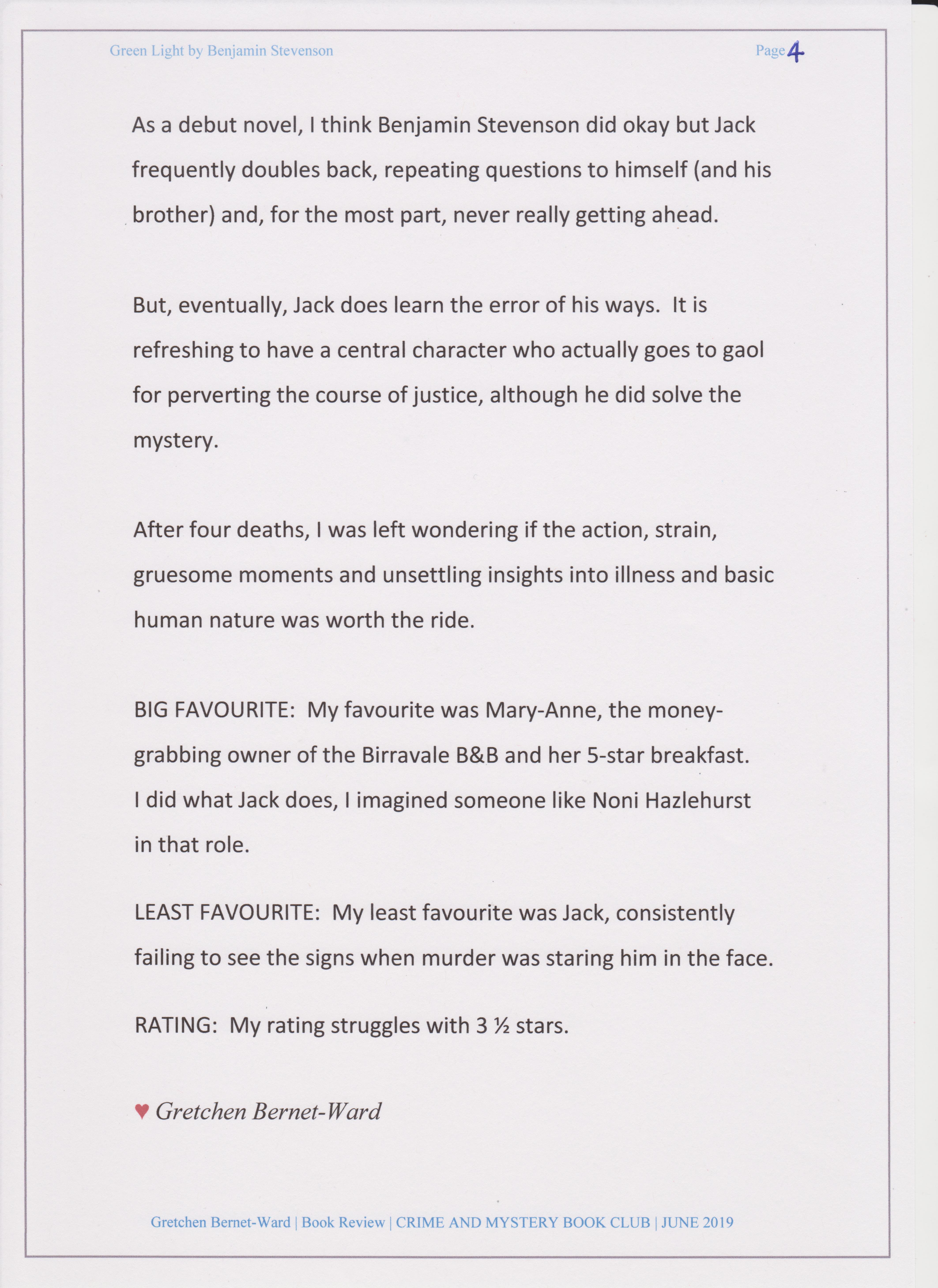 Crime and Mystery Book Club Review 04