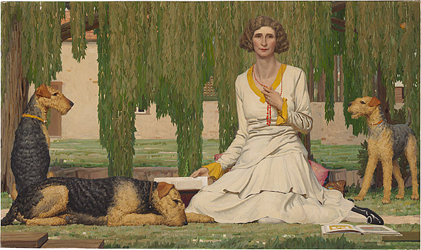 Ipswich Art Gallery Art Deco Lady with Dogs